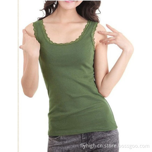 OEM Fashion Subcoating Lace Women Sleeveless T Shirt
